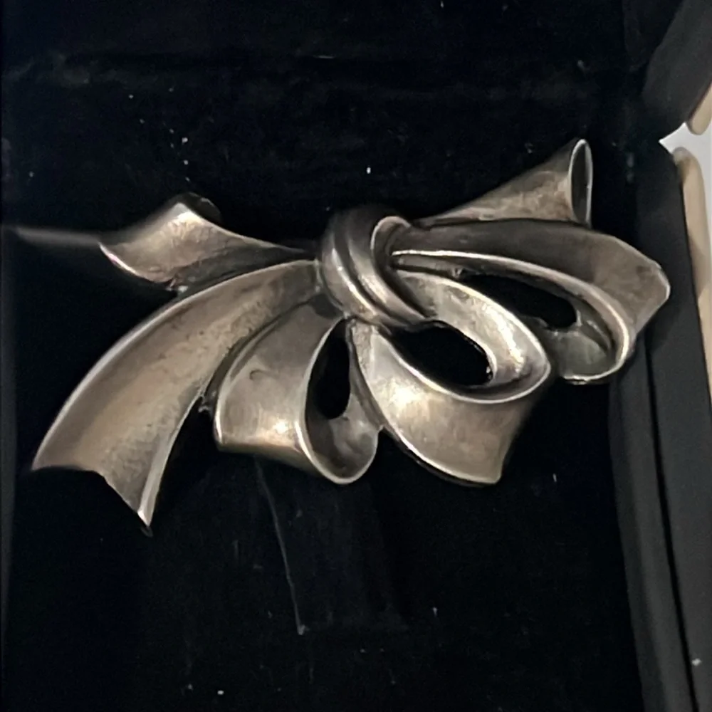 Vintage Art Deco Sterling Silver Bow Brooch - Picture 4 of 7